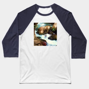 River flow, rocks, vegetation, flow, river, water, turquoise, island, paradise, adventure, foam, blue, aqua, stones, summer, rain, xmas, holidays Baseball T-Shirt